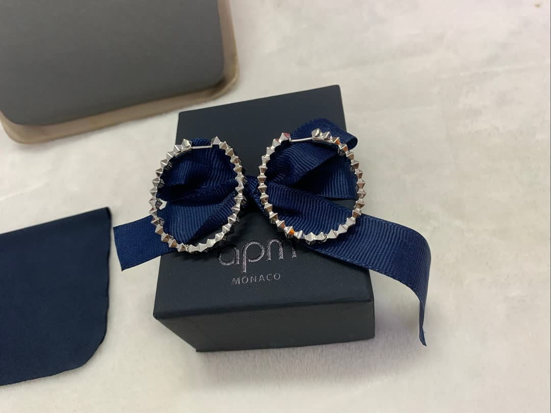 APM Monaco Elegant Silver Hoop Earrings with Diamond Accents